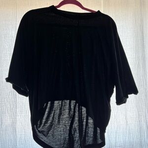 SHEIN Black Women's Short Sleeve High-Low Tee